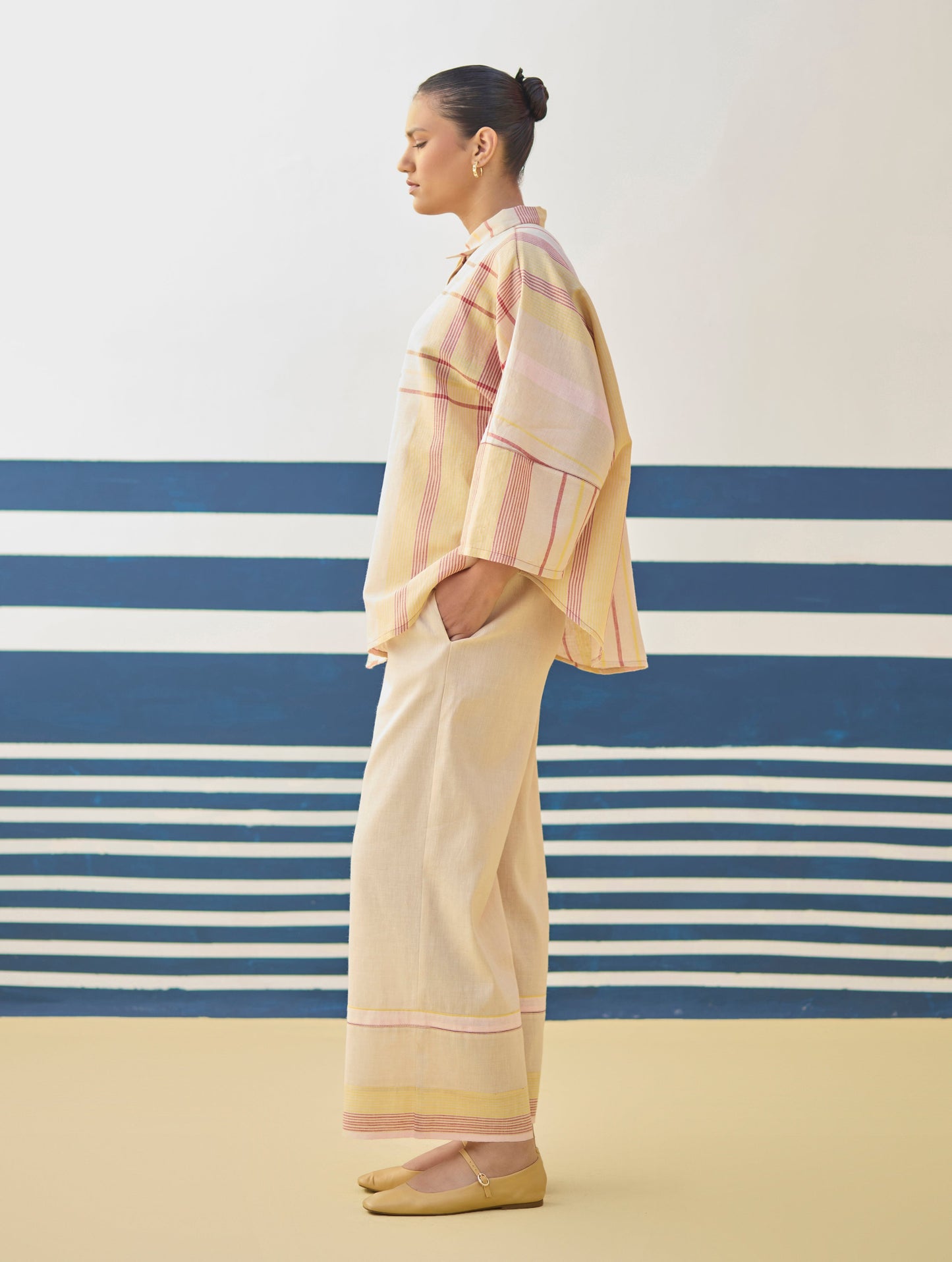 Cara Check Linen Shirt - Sand